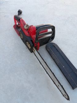 Red and Black Electric Chainsaw with Bar Cover