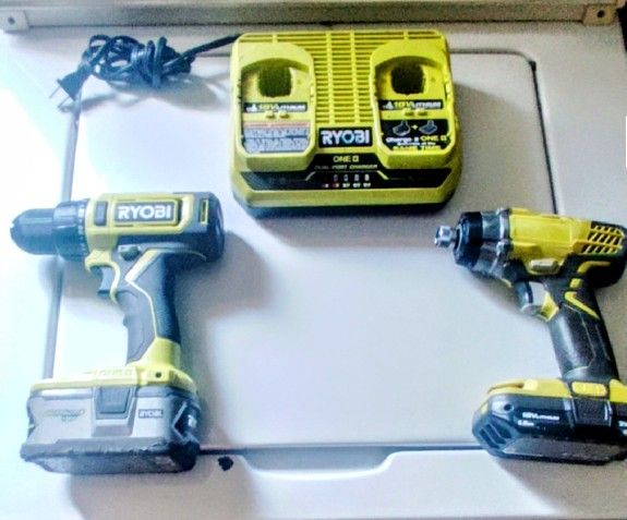Ryobi Drill Set With Big Batteries And Dual Charger