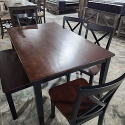 Dark Brown 🟤 Larsondale Dining Room Furniture Set| 4 Chairs +Bench+ Table Set | Kitchen @ Fastest Delivery 🚚