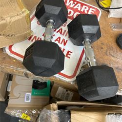 25 Lbs Hex Dumbbells Rubber Coated Hand Weights Pair