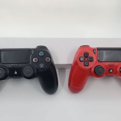 2 Sony PS4 Dualshock Controllers Black And Red