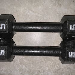 Set of 5lb Hex dumbbells