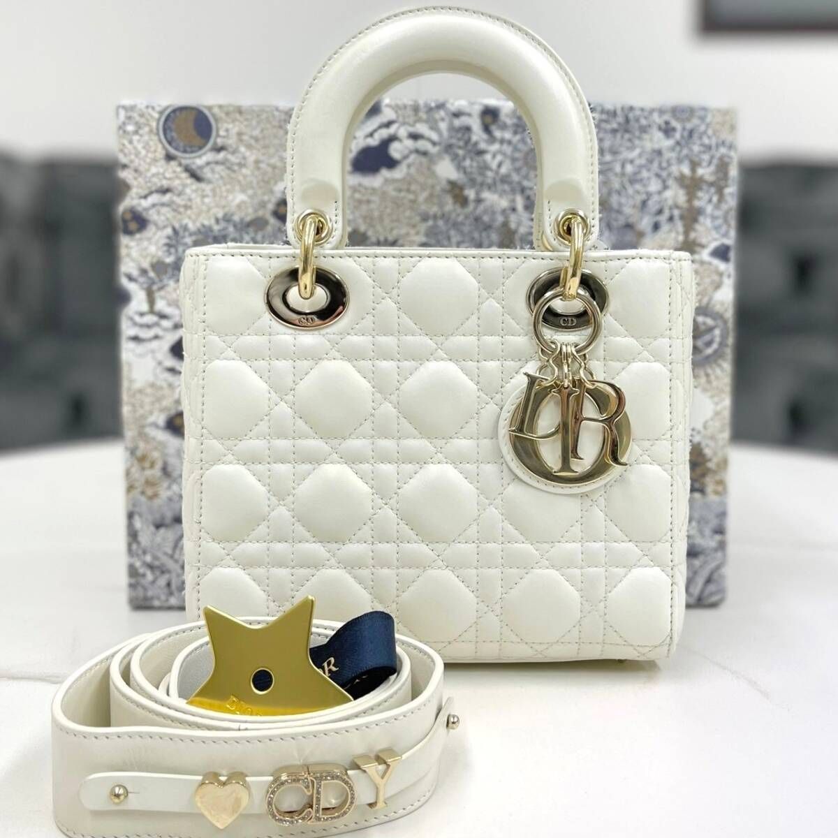 Christian Dior My ABC Lady Dior White Lambskin Bag 2019