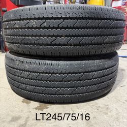 (2) - LT245/75/16 Bridgestone V-Steel R18 265 Tires