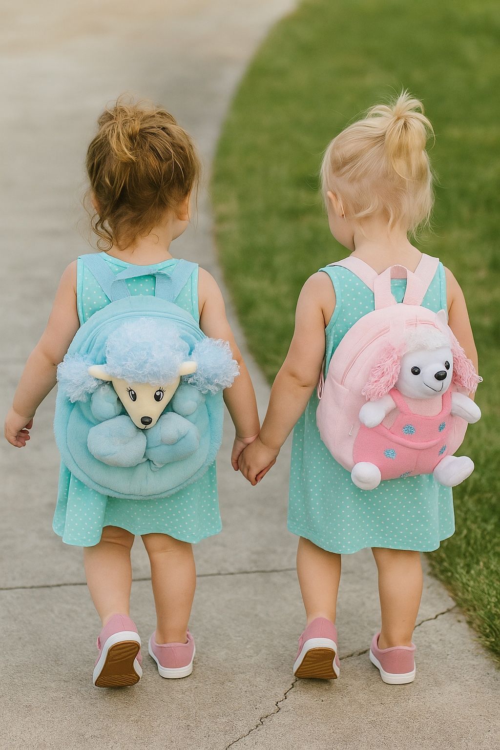 2 backpacks with puppy toy for toddler girls twins 2-4t