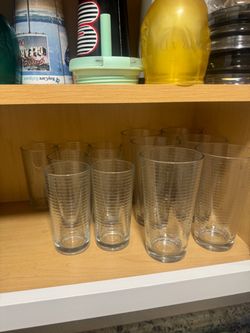 Set of 8 Clear Glass Drinking Glasses