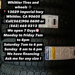 SET OF NEW TIRES 235/75R15 GOODYEAR TRAILRUNE AT , INCLUDING MOUNTING AND BALANCING. ASK ME FOR ANY SIZE OR BRAND, WE HAVE THE BEST PRICES OF CALIFORN