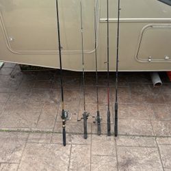 4 Fishing Poles W Reels