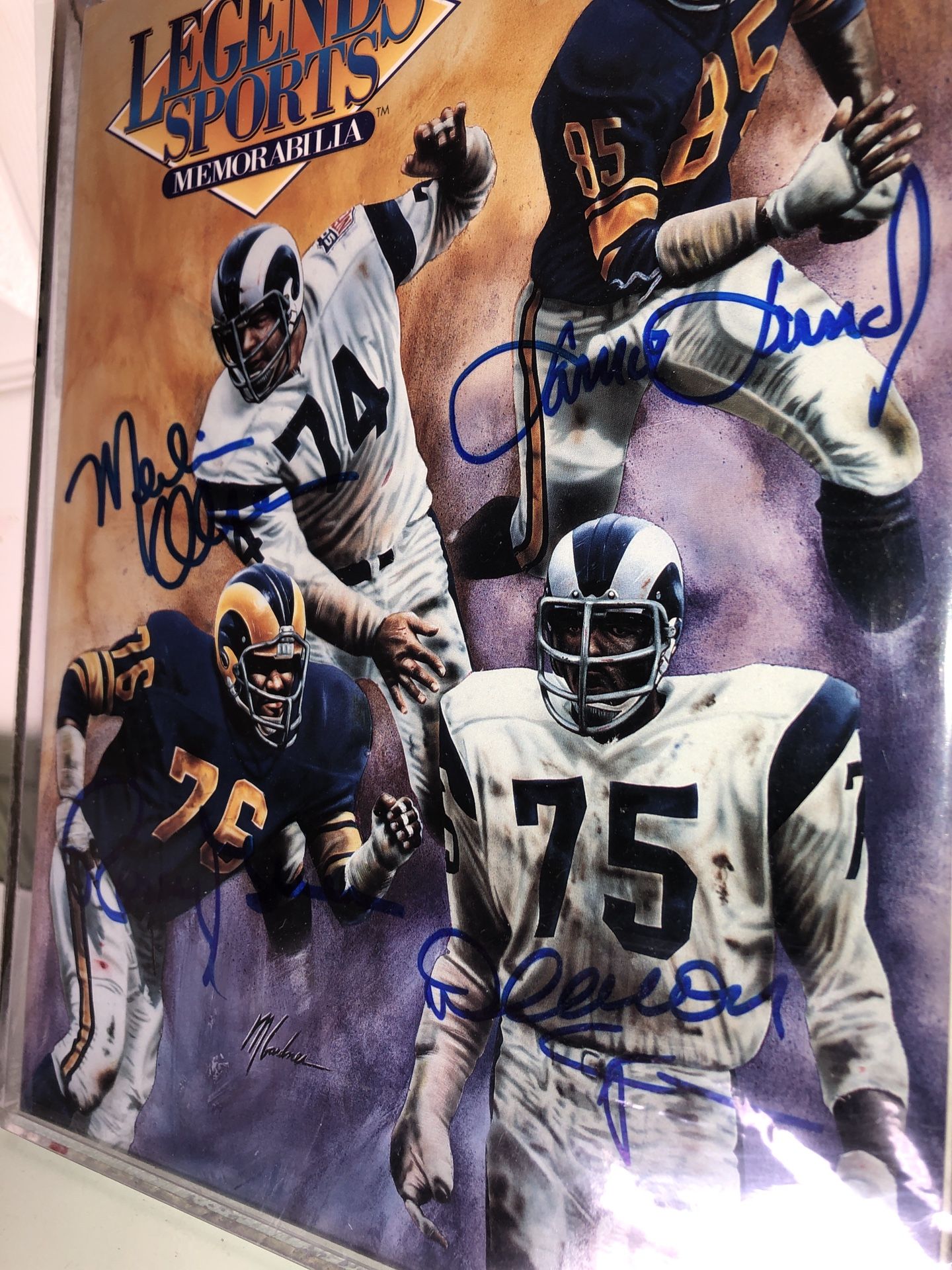 Deacon JONES Melin Olsen LUNDY Grier Signed Fearsome Foursome RAMS