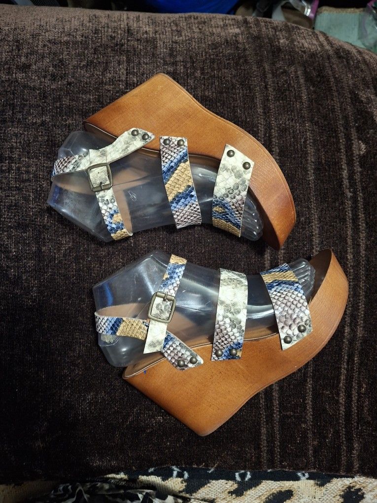 Madden Girl Wedge Womens SIZE 6.5 Multi-Color G-Denya Faux Snakeskin