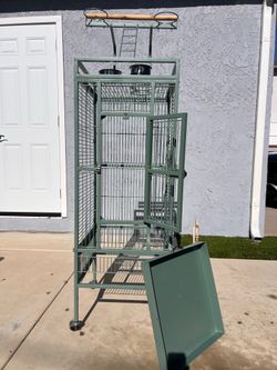 Parrot Bird Cage- 18” L x 18” W x 61.5” H- Sage Green- Useda