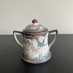 Teapot Vintage Japanese Dragonware Moriage Sugar Bowl W/ Lid Hand Painted Dragon