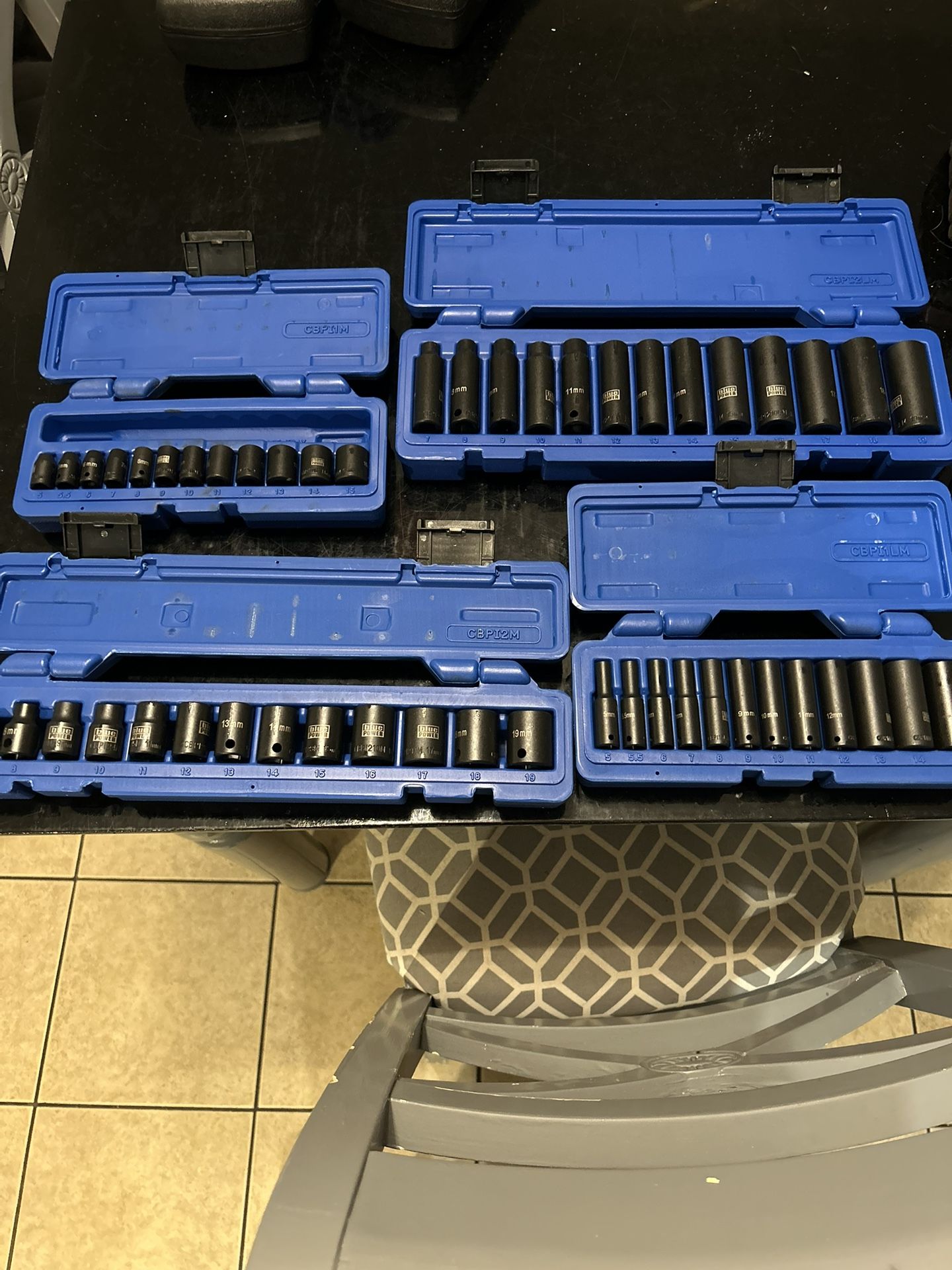Metric Blue Power 3/8 And 1/4 Inch Socket Sets BRAND NEW