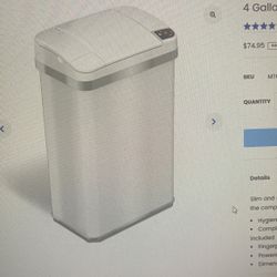 4 Gallon White Steel iTouchless Trash Can 
