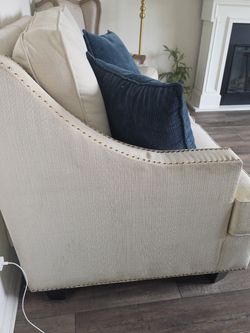 FREE!!!! Cream Linen Sofa with Nailhead Trim