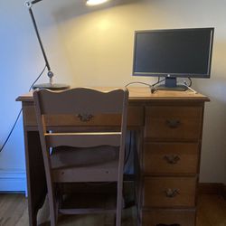 Wooden Desk And Chair 
