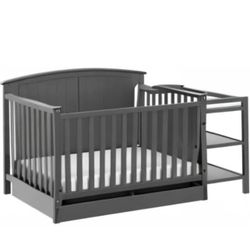 5-in-1 Convertible Crib and Changer with Drawer 