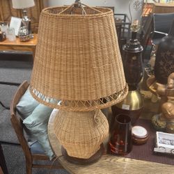 Vintage Woven Wicker Lamp 