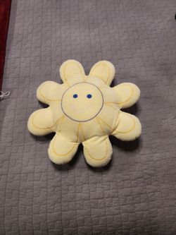 Yellow Flower Smiley Face Plush Pillow