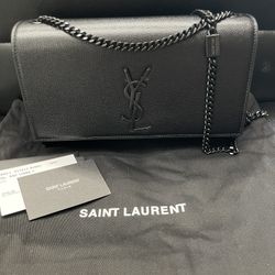 Saint Laurent Kate Medium black leather bag black logo
