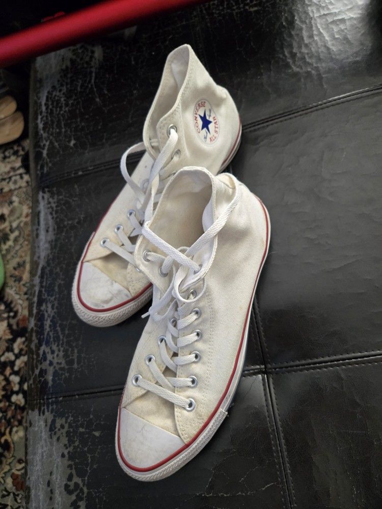 Size 11 White Hi-Top Converse All Stars