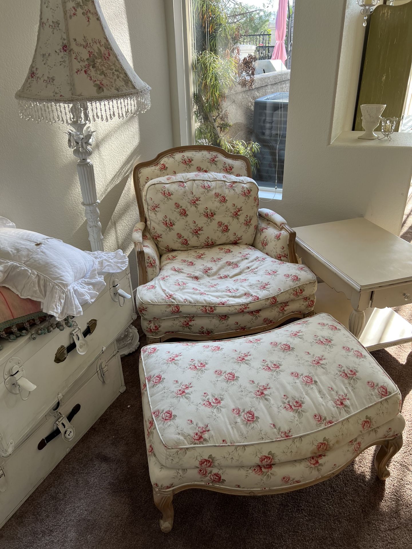 Shabby Chic Accent Chair & Ottoman
