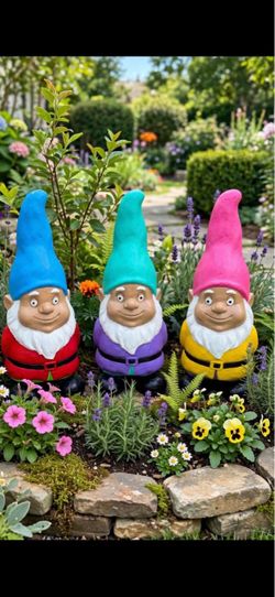 Large solid concrete gnomes. Set of 3. Free delivery