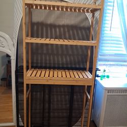 Bamboo over the toilet shelf storage light wood