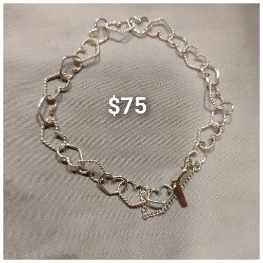 925 Sterling Silver Women's Bracelet/Brasalete De Corazones De Plata 925 Para Dama