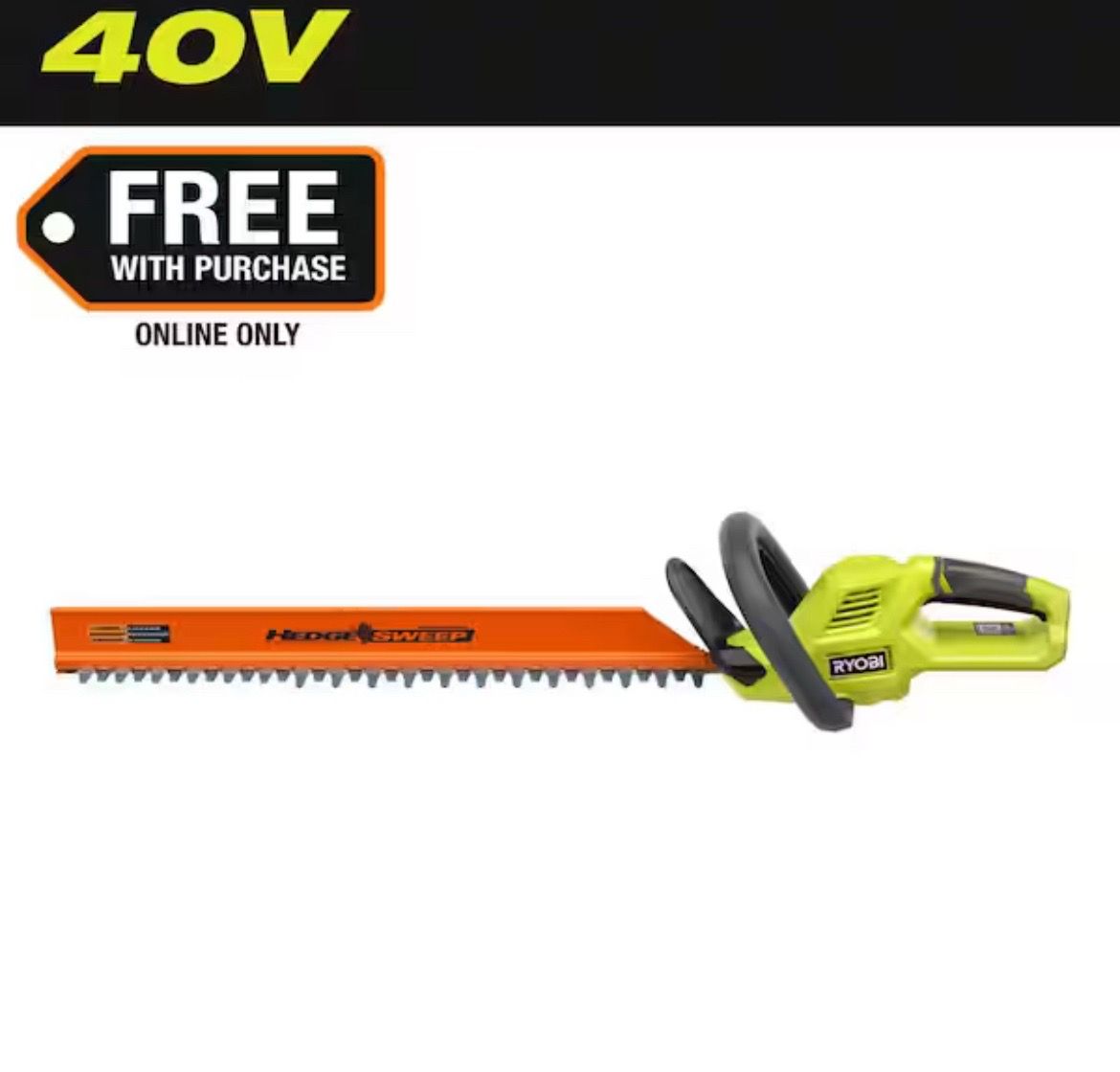 RYOBI 40V 24 in. Cordless Battery Hedge Trimmer (Tool Only)=T3-936