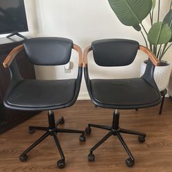 Leather And Wood Chairs With Wheels