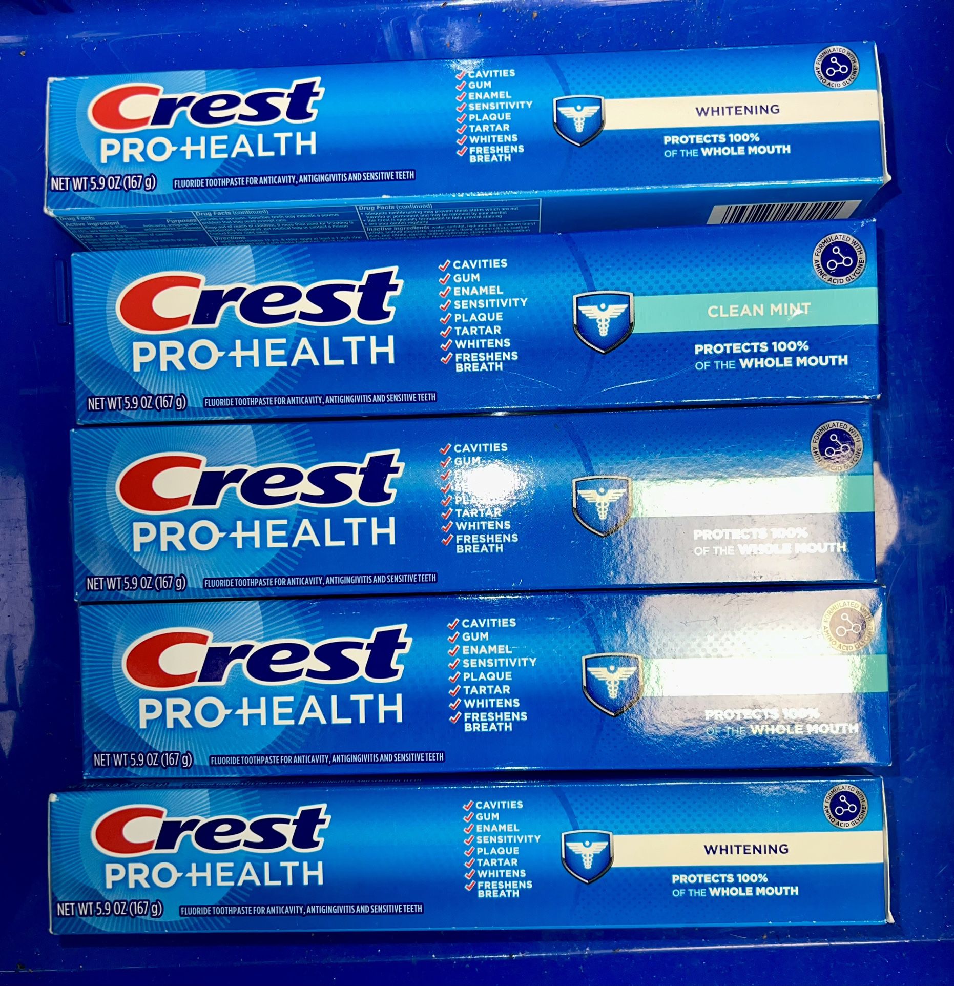 5 Crest Pro-Health 5.9oz Clean Mint Adult Anticavity toothpaste 5.9oz