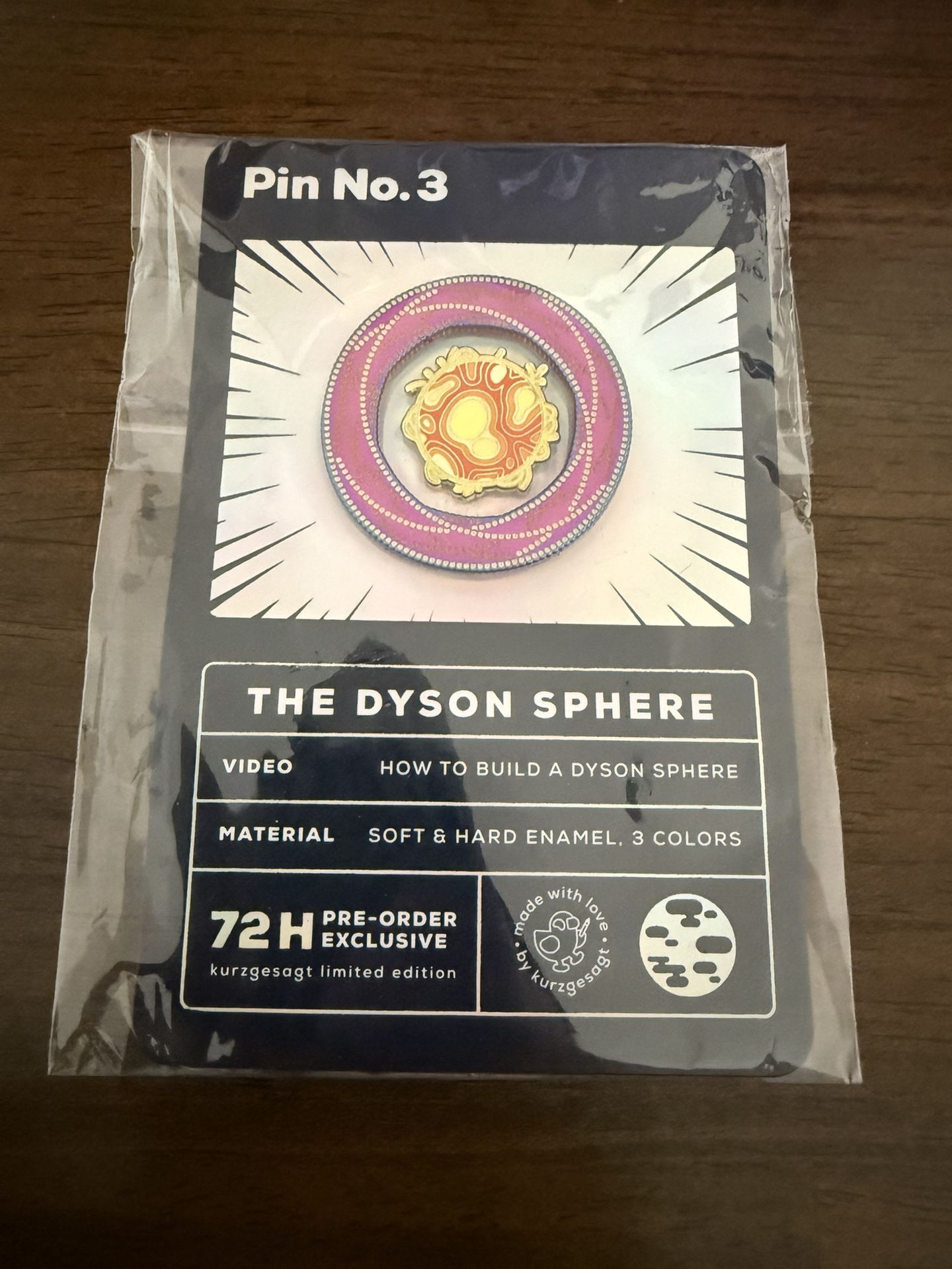 Kurzgesagt LIMITED EDITION Pin No. 3 Dyson Sphere