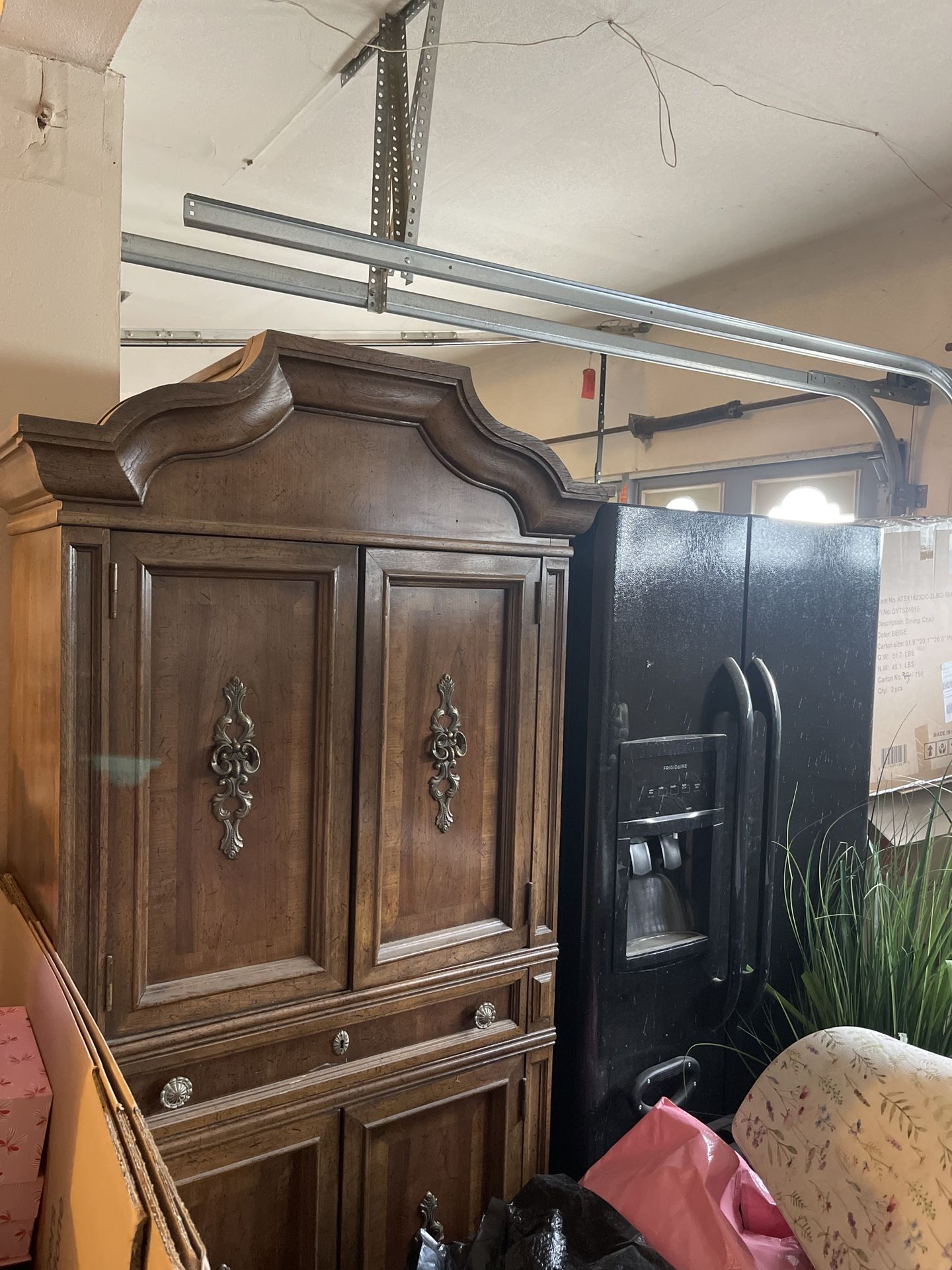 Fridge And Wooden Cabinet