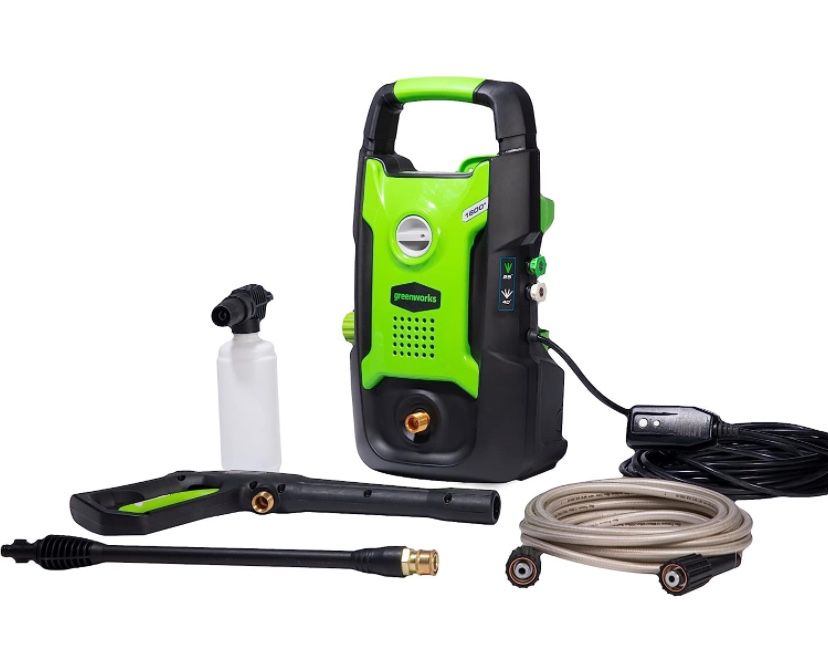 Greenworks 1600 PSI (1.2 GPM) Electric Pressure Washer (Ultra Compact / Lightweight / 20 FT Hose / 35 FT Power Cord) Great For Cars, Fences, Patios, D