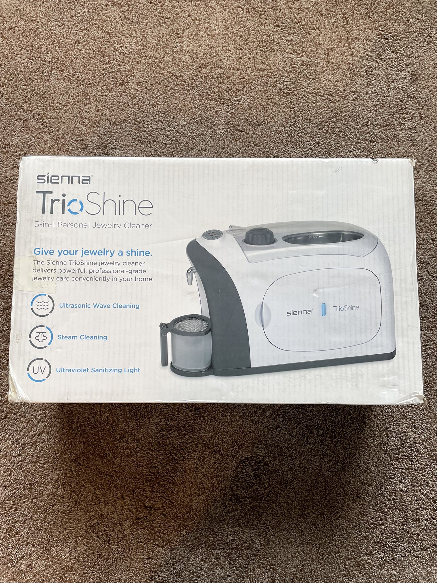 TrioShine 3 in 1 Ultrasonic Jewelry Cleaner Machine, Jewelry Steam Cleaner, UV Light Sanitizer Kills 99.9% Bacteria | Professional Grade for Rings, Wa