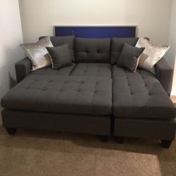 L Shape Sectional Sofa Couch With Ottoman (sleeper Sofa)