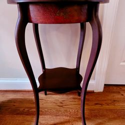 Mahogany Plant Stand / Side Table with Floral Inlay