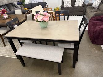 Dining Table Set with Chairs and Bench