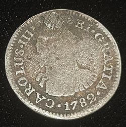 1782 Spanish Colonial 1/2 Real Silver Coin (King Charles III)