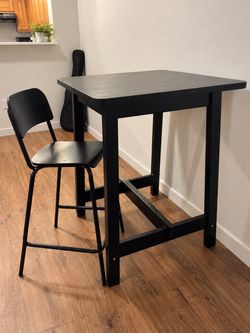 IKEA Black Bar Table & Tall Chair