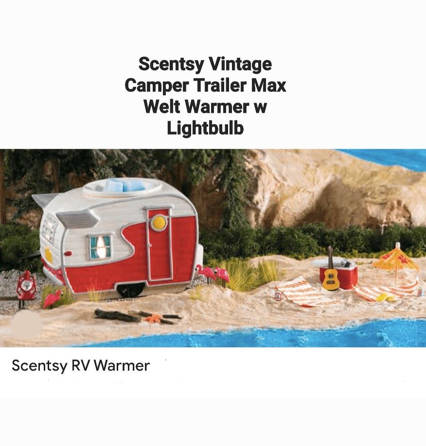 Scentsy Vintage Camper RV- Trailer Wax Melt Warmer Lamp With Light Bulb