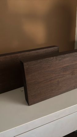 Dark brown wood shelves (2) - HEAVY 3.5 lbs each!
