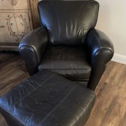 Leather Chair With Ottoman 