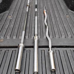 NEW  OLYMPIC  BARS  : 7 FOOT = $80 / 6 FOOT = $60 / 5 FOOT  = $60  / EZ  CURL  BAR =  $50 / TITAN ASSISTED SQUAT BAR = $150
• OLYMPIC 45s 35s  25s 10s