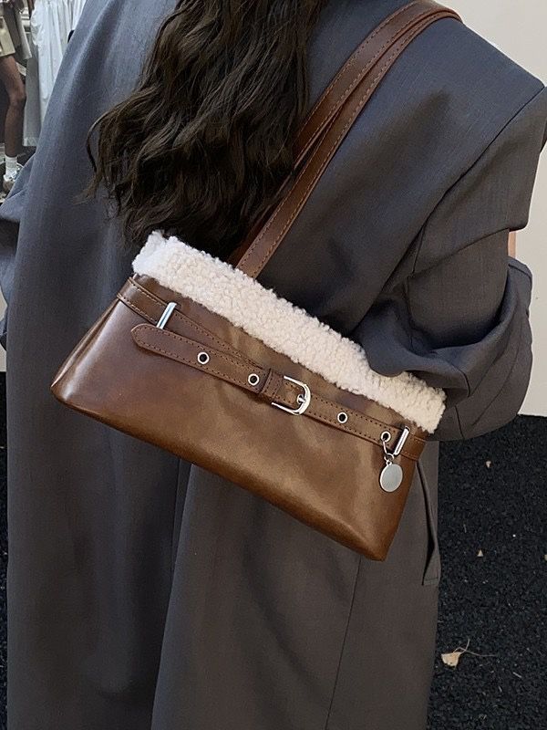 Brown faux leather purse