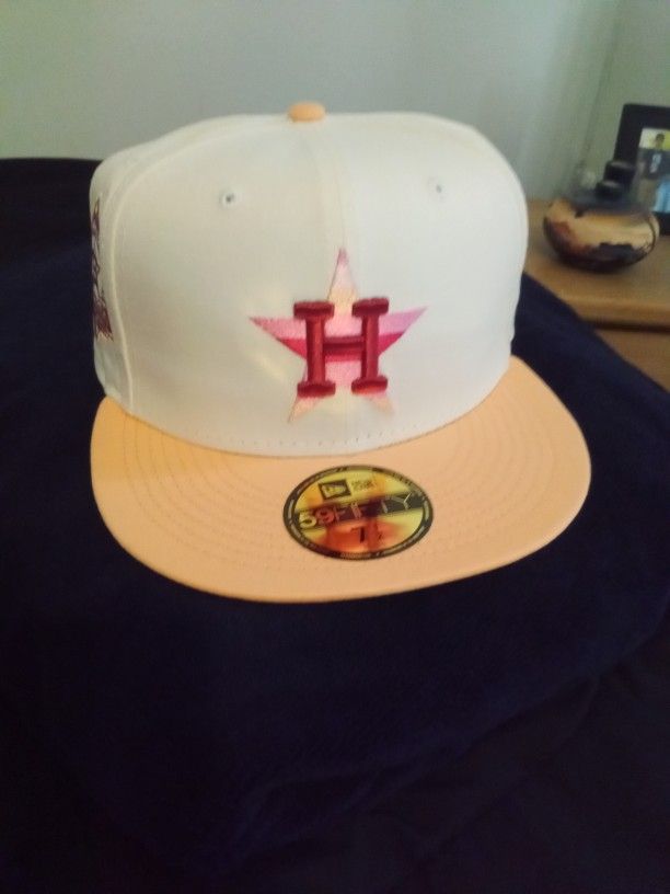 Hat Club Houston Astros Monaco 25th Anniversary Stone Peach New Era Fitted 7 1/2

