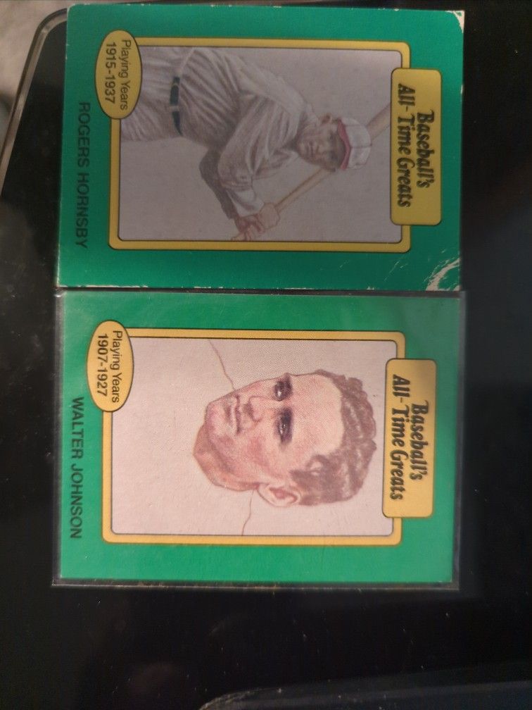 Walter Johnson And Roger Hornsby 1987 Baseball All Time Greats Baseball Card