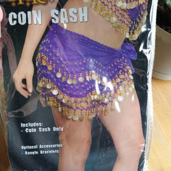 New Purple Belly dance Coin Sash