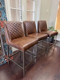 (It’s Available) Sunpan Leighland Leather Counter Stools – Set of 3